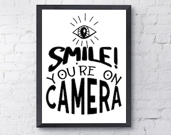 Printable restroom Etsy photo relating to Smile You're on Camera Sign Printable known as Printable restroom Etsy